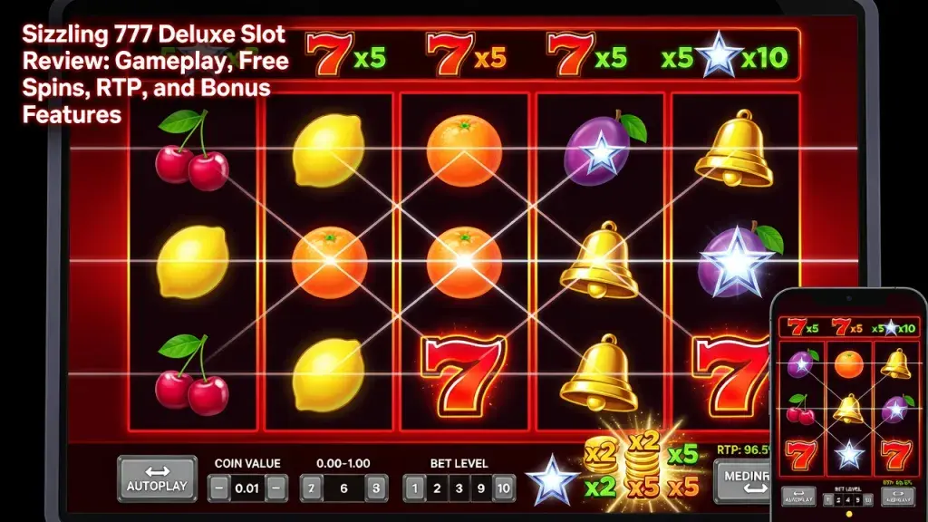 Sizzling 777 Deluxe Slot Review: Gameplay, Free Spins, RTP, and Bonus Features